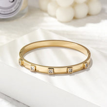 Load image into Gallery viewer, Square Cz Gold Bangle
