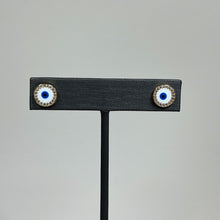 Load image into Gallery viewer, White Circle Evil Eye Earrings
