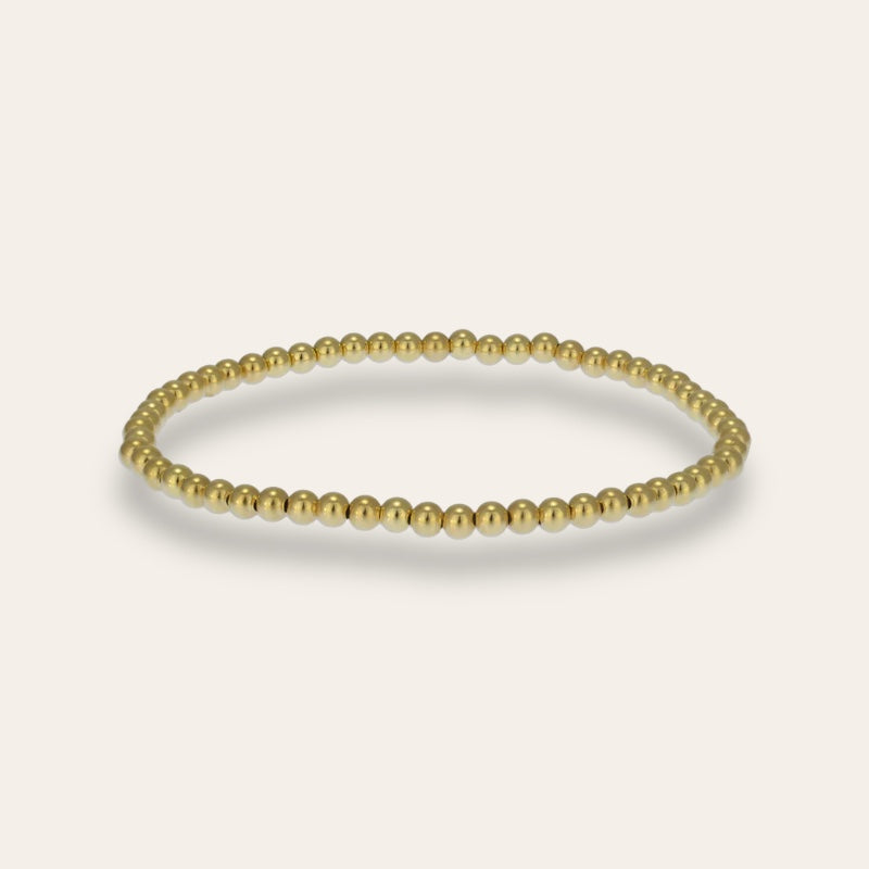 3 mm Gold Plain Beaded Bracelet