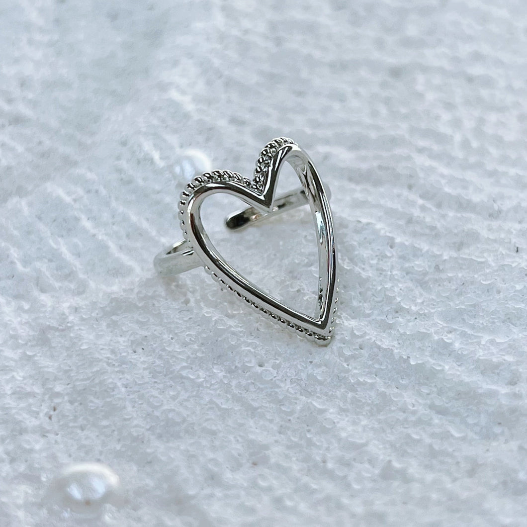 Silver Open Heart Ring