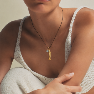 Larimar Fish Cord Necklace