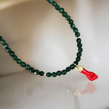 Load image into Gallery viewer, Protection &amp; Prosperity - Figa Hand Necklace with Emerald Crystals
