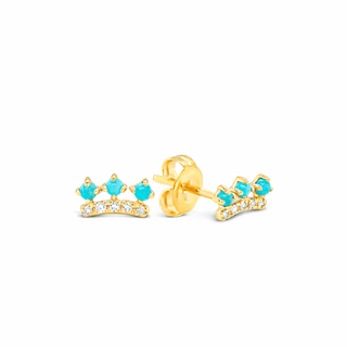 14K Solid Gold Diamond and Turquoise Earrings - Georgina Nicol