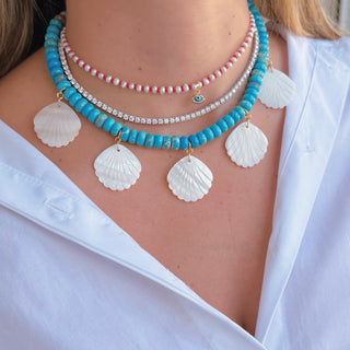 14k Solid Gold Evil Eye Pearl Necklace - Georgina Nicol