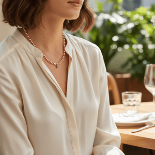 14k Solid Gold Evil Eye Pearl Necklace - Georgina Nicol