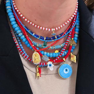 14k Solid Gold Evil Eye Pearl Necklace - Georgina Nicol