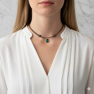 18k Solid Gold Emerald Necklace (Lab - Grown) - Georgina Nicol