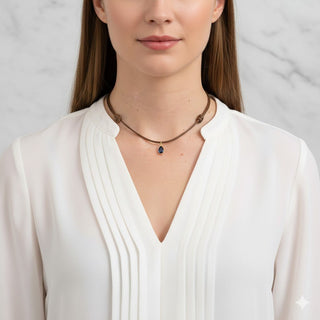 18k Solid Gold Natural Blue Sapphire Necklace - Georgina Nicol