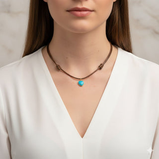 18k Solid Gold Natural Turquoise Heart Necklace - Georgina Nicol