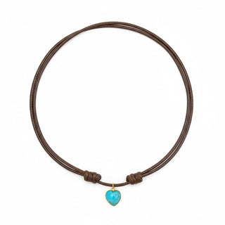 18k Solid Gold Natural Turquoise Heart Necklace - Georgina Nicol