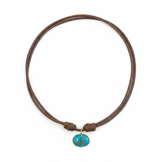 18k Solid Gold Natural Turquoise Oval Necklace - Georgina Nicol