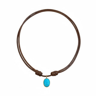 18k Solid Gold Natural Turquoise Pendant - Georgina Nicol