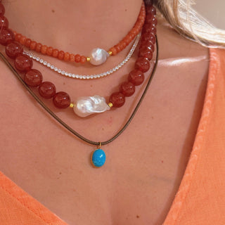 18k Solid Gold Natural Turquoise Pendant - Georgina Nicol