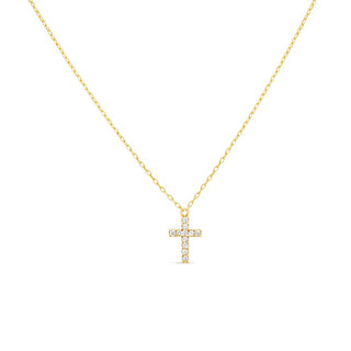 18K Yellow Gold Diamond Cross Necklace - Georgina Nicol