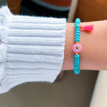 Load image into Gallery viewer, My Energy Stays Clear and Protected — Pink Evil Eye Bracelet
