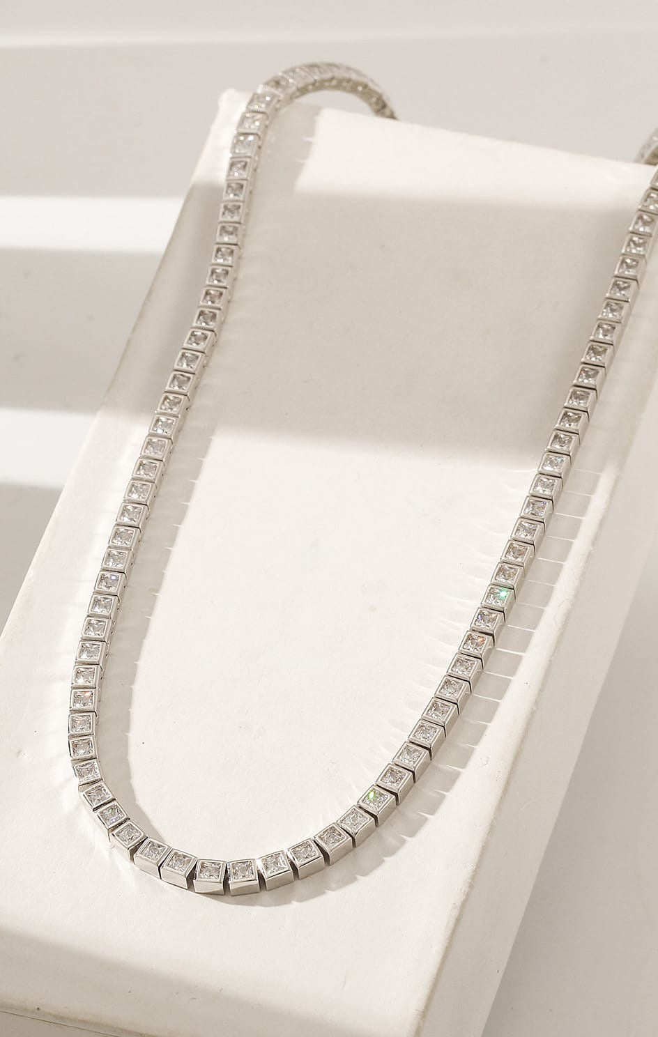 Diamond Tennis Necklace Silver