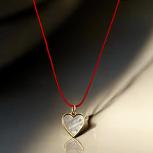Load image into Gallery viewer, Love &amp; Protection Necklace – Mother of Pearl Heart on Red String
