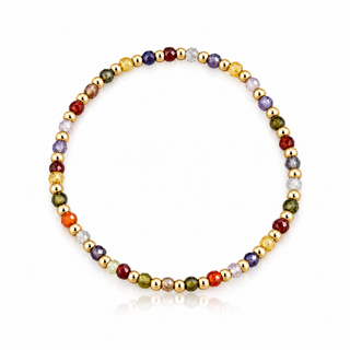 Multicolor gemstone bracelet with 3mm 14K Gold Filled beads