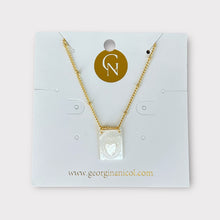 Load image into Gallery viewer, Mother of Pearl Sacred Heart Scapular Necklace
