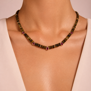 Sienna Tiger’s Eye & Ruby Necklace