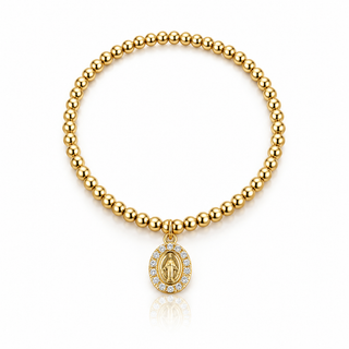 Virgin Mary Gold Beaded Bracelet