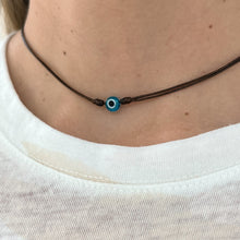 Load image into Gallery viewer, Tiny Evil Eye Cord Necklace
