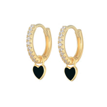 Load image into Gallery viewer, Black Heart Hoop Earrings
