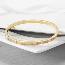 Load image into Gallery viewer, Gold Cz Hinge Bangle
