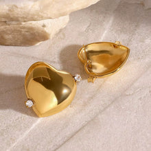 Load image into Gallery viewer, Gold Cz Heart Earrings
