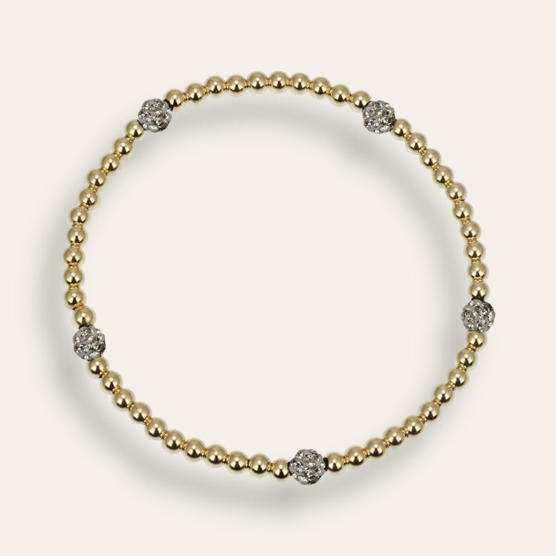 Clear Pave Ball Beaded Bracelet
