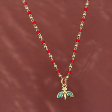 Load image into Gallery viewer, Guided by Light Necklace – Turquoise Dragonfly on Red Bead Chain
