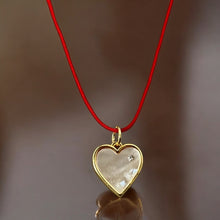 Load image into Gallery viewer, Love &amp; Protection Necklace – Mother of Pearl Heart on Red String
