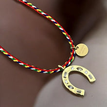 Load image into Gallery viewer, Luck &amp; Protection – Gold CZ Horseshoe Necklace
