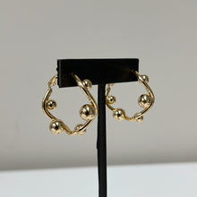 Load image into Gallery viewer, Geometric Ball Hoop Earrings Gold
