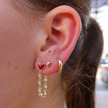 Load image into Gallery viewer, Cz Chain Red Heart Earrings
