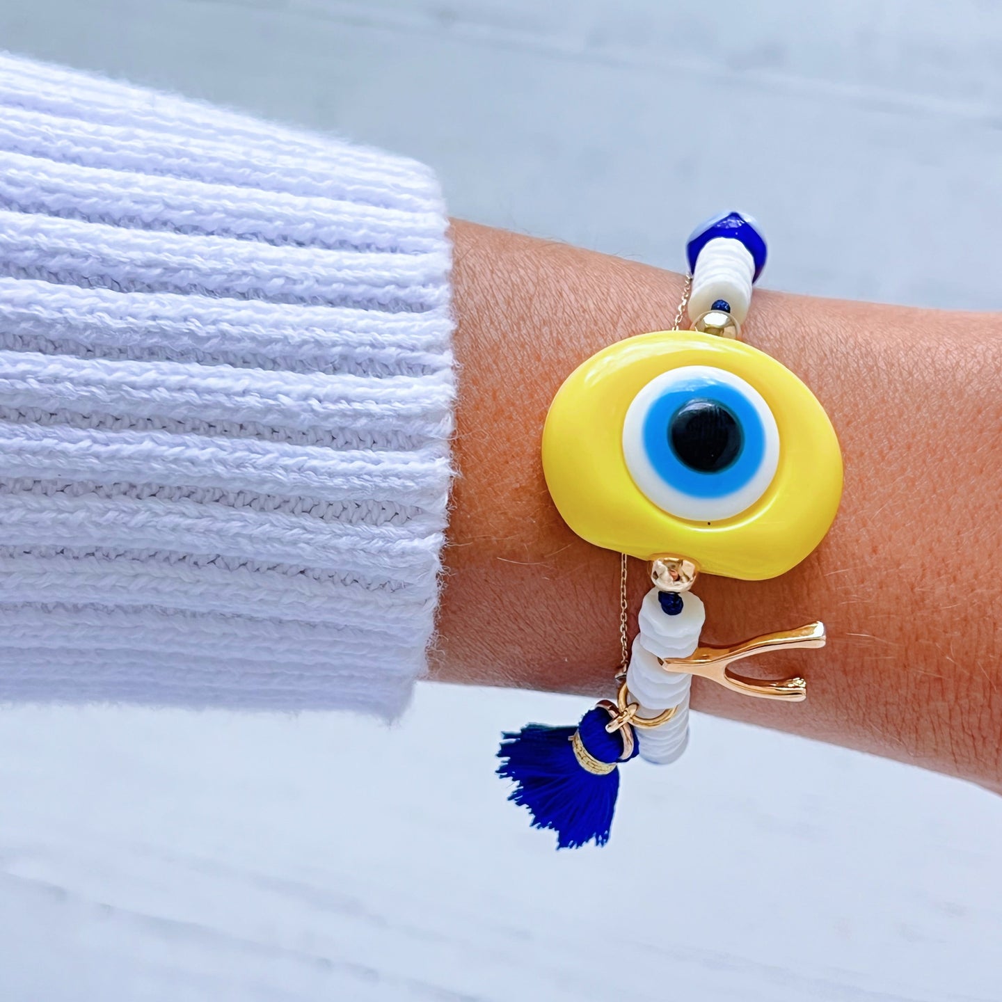 I Attract Protection & Good Fortune – Evil Eye & Wishbone Bracelet -  Limited Edition