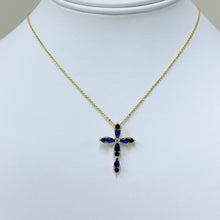 Load image into Gallery viewer, Blue Cz Cross Necklace
