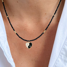 Load image into Gallery viewer, Balance &amp; Strength – Yin Yang Heart Black Spinel Necklace
