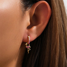 Load image into Gallery viewer, Flamingo Hoop Earrings
