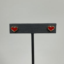 Load image into Gallery viewer, Red Enamel Heart Earrings
