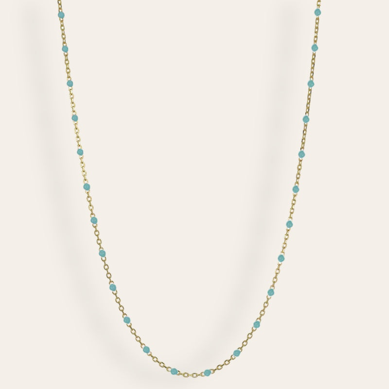 Beaded Enamel Turquoise Plain Necklace