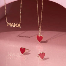 Load image into Gallery viewer, A Symbol of Love - 14k Solid Gold Red Enamel Heart Necklace
