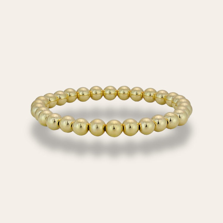 6 mm Gold Plain Beaded Bracelet
