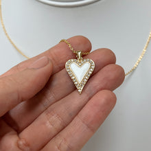 Load image into Gallery viewer, White Enamel Heart Necklace Cubic Zirconia Romantic Jewelry 
