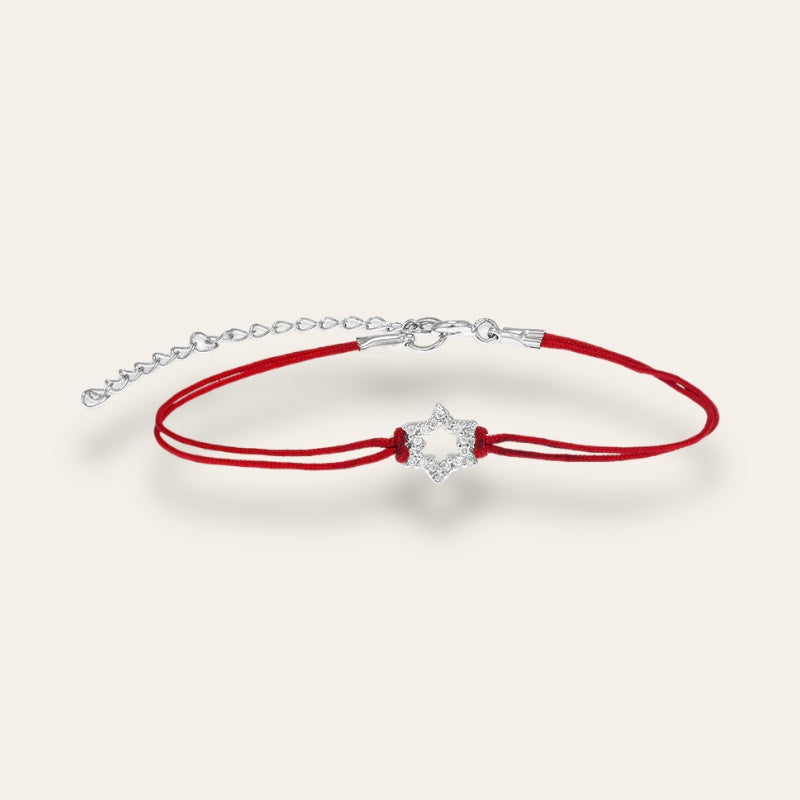 Silver Star Red String Bracelet