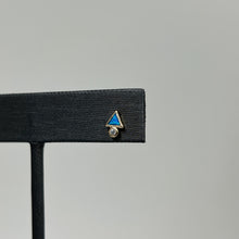 Load image into Gallery viewer, Blue Opal Triangle Stud Earrings

