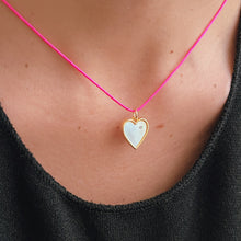 Load image into Gallery viewer, Love &amp; Light Necklace – Mother of Pearl Heart on Fuchsia String
