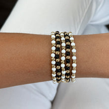 Load image into Gallery viewer, Black &amp; Gold Beaded Stretch Bracelet, Adjustable, Trendy Jewelry
