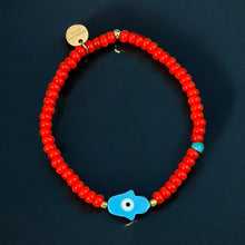 Load image into Gallery viewer, Protection, Good Fortune, and Divine Blessings — Hamsa Hand Orange Beaded Bracelet (Unique Piece)
