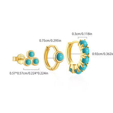 Load image into Gallery viewer, Turquoise Glow – 3-Piece Hoop &amp; Stud Earring Set
